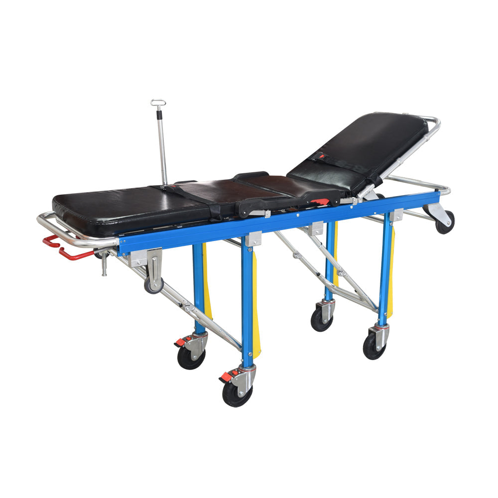 FDA Durable Aluminum Alloy Ambulance Stretcher with Smooth Rolling Wheels #