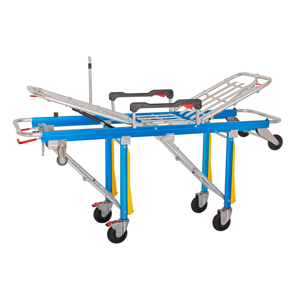 FDA Durable Aluminum Alloy Ambulance Stretcher with Smooth Rolling Wheels #