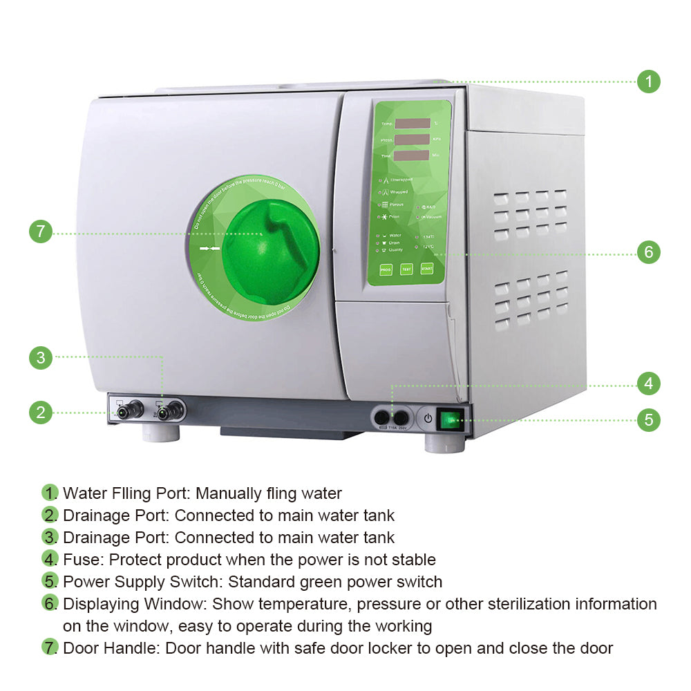 Class B Dental Sterilizer 18L/23L Drying Dental Autoclave Steam Sterilizer #