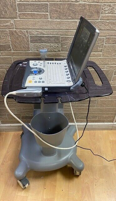 GE LogiQ E portable ultrasound with cardiac phased array probe cart-Warranty #