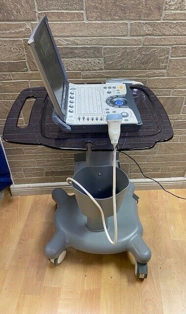 GE LogiQ E portable ultrasound with cardiac phased array probe cart-Warranty #