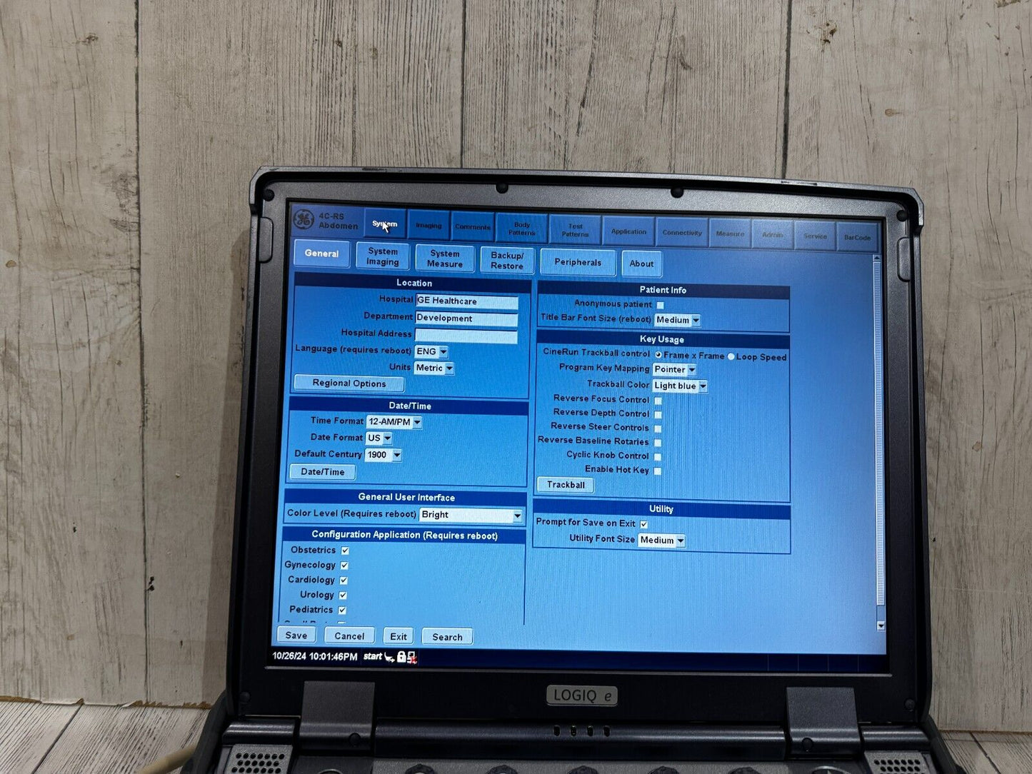 GE Logiq E portable ultrasound 2011 with 4C-Rs Abdominal Probe #