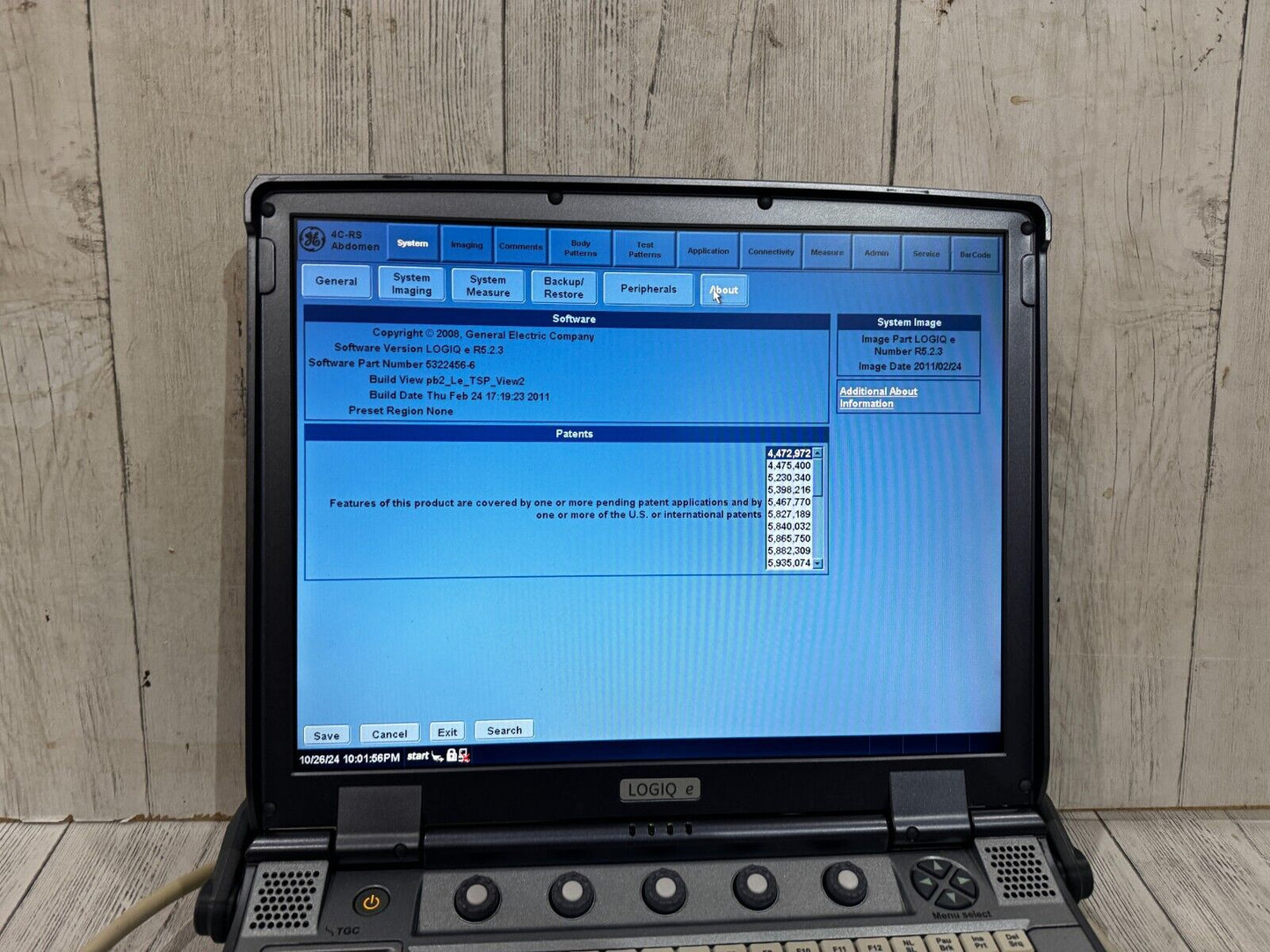 GE Logiq E portable ultrasound 2011 with 4C-Rs Abdominal Probe #