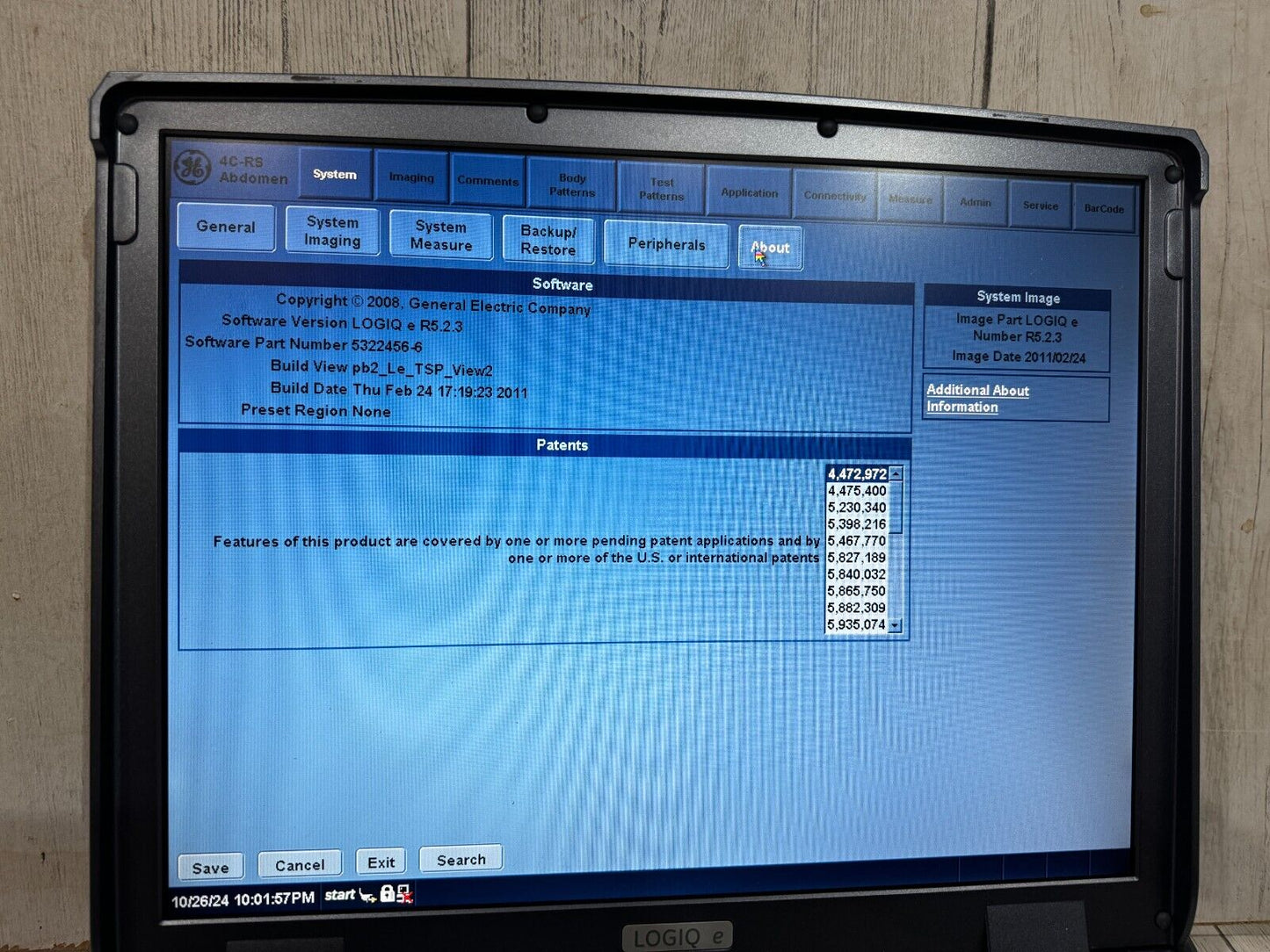 GE Logiq E portable ultrasound 2011 with 4C-Rs Abdominal Probe #