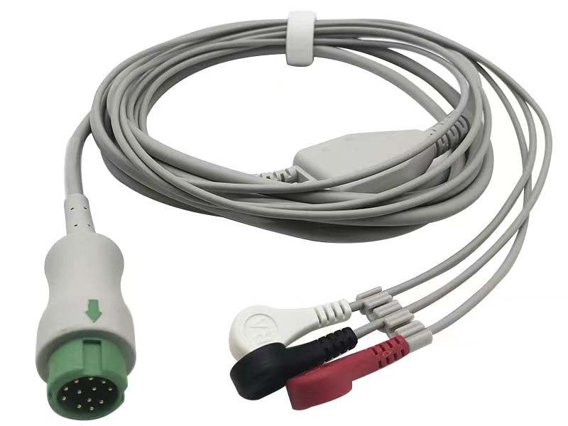 33. Compatible Mindray 12Pin ECG Cable 3leads Snap AHA (1)