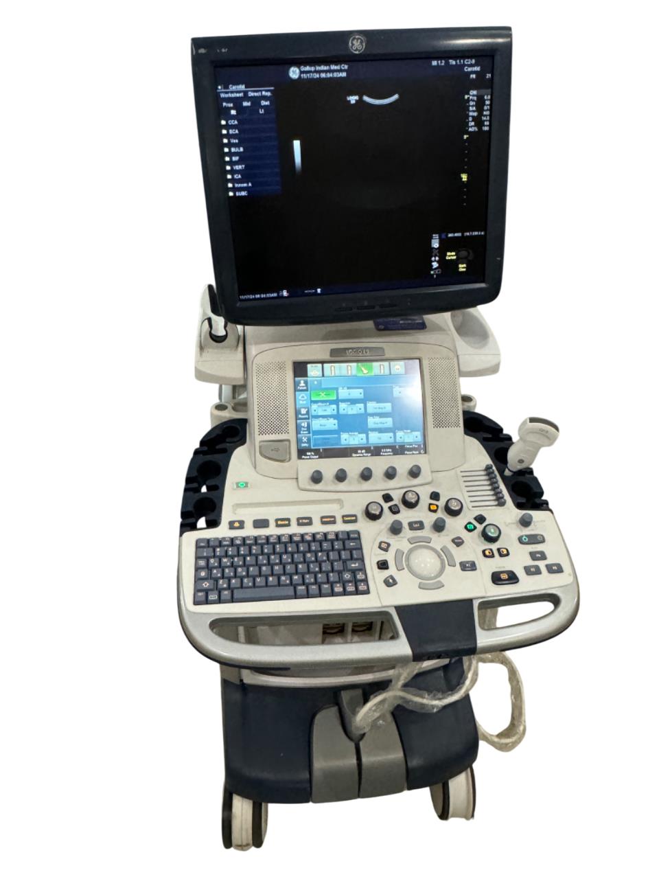 GE Logiq E9 4D Ultrasound with two Probe Volumetric RAB6 &Convex C2-9 DOM 2014 #