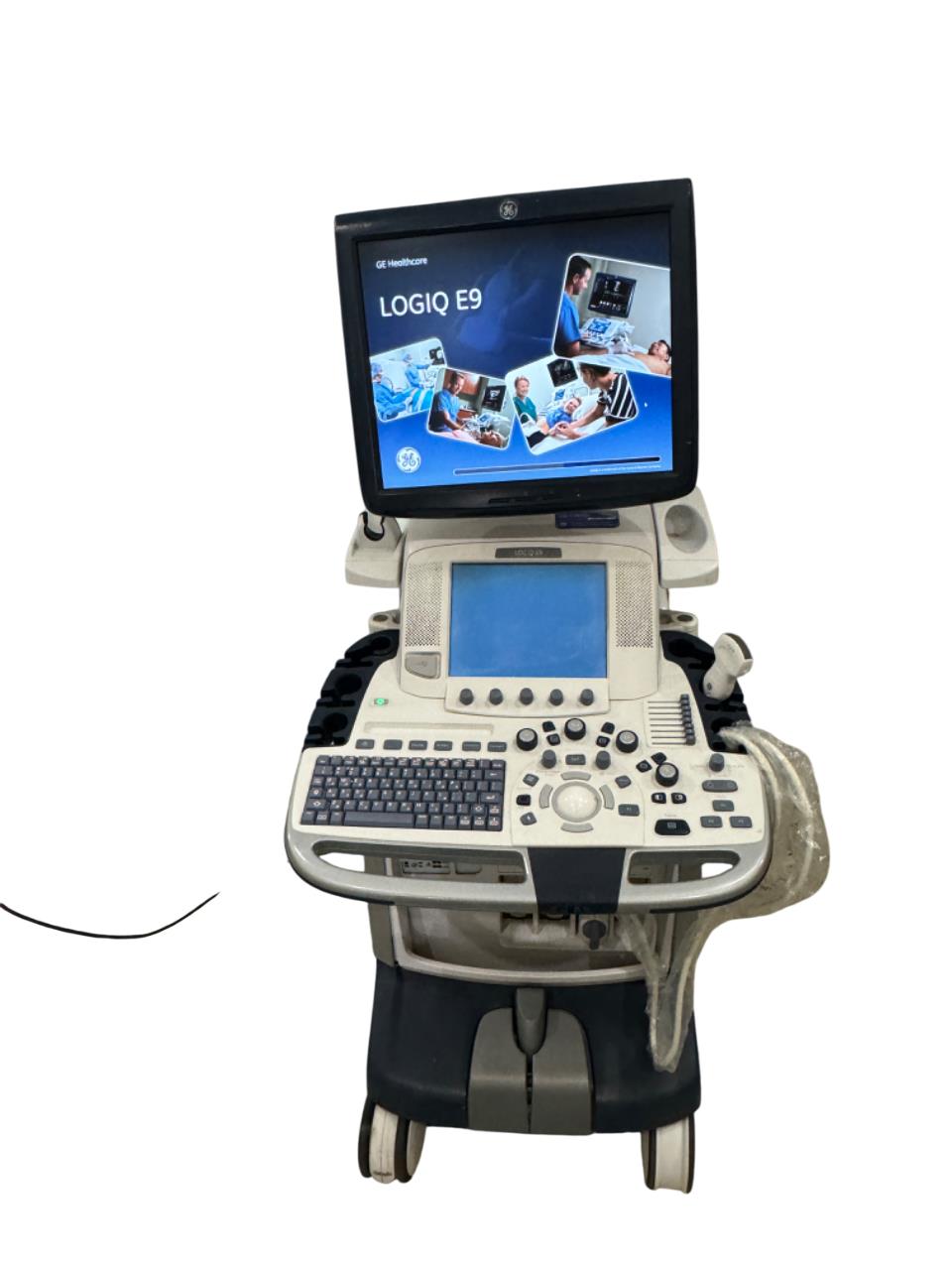 GE Logiq E9 4D Ultrasound with two Probe Volumetric RAB6 &Convex C2-9 DOM 2014 #