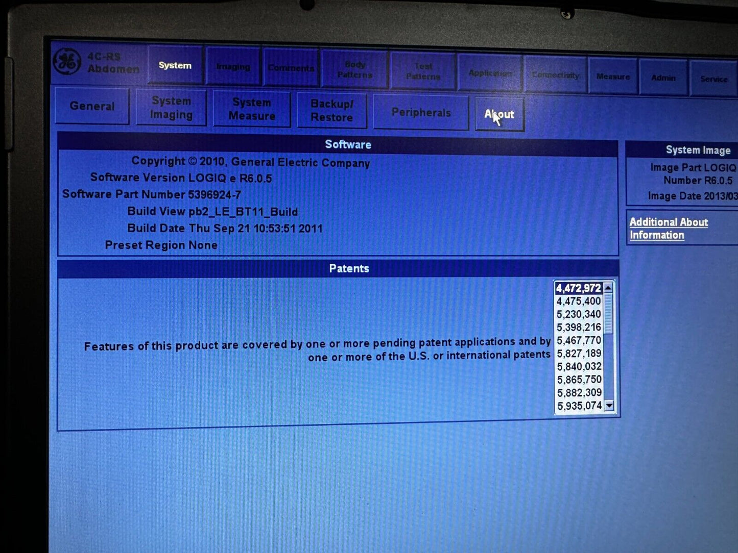 GE Logiq E portable ultrasound Without Any Probe #
