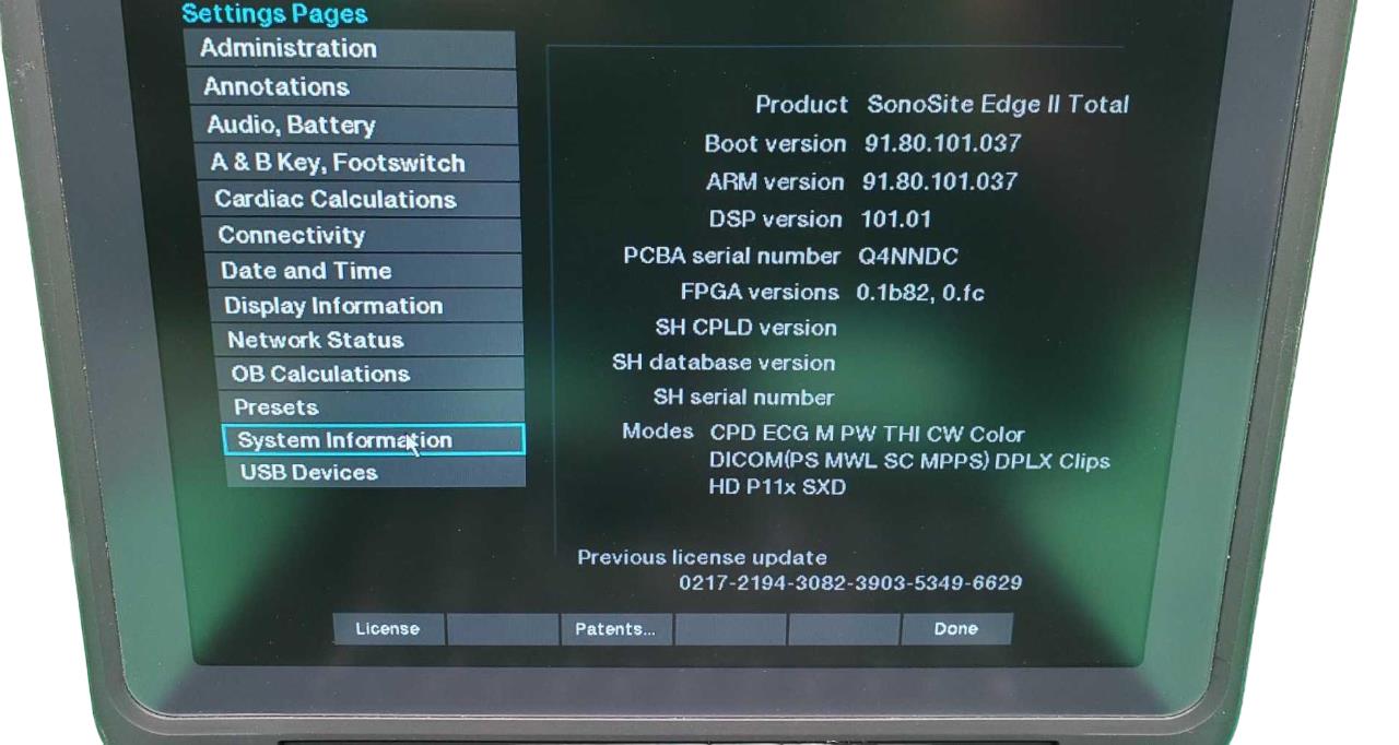 Sonosite Edge II Portable Ultrasound Color Package DICOM #
