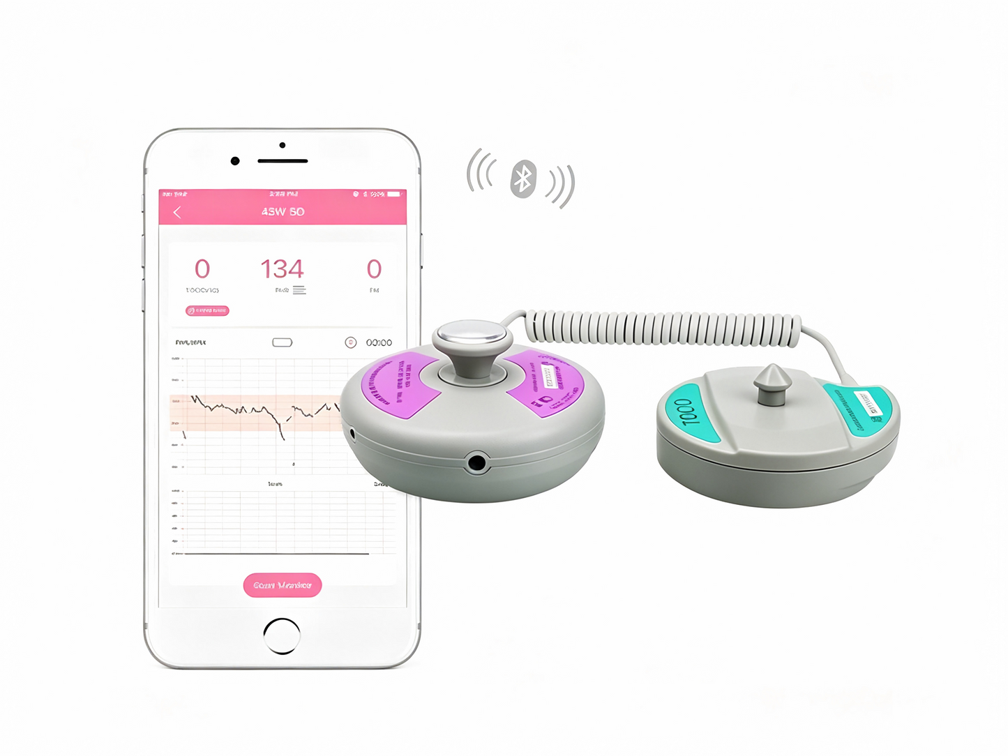 GHM eFM-50 Bluetooth Fetal Monitor – Portable Wireless Fetal/Maternal Monitor with Smartphone APP, DSP Technology, Multi-Crystal Probe, and Cloud Data Storage #