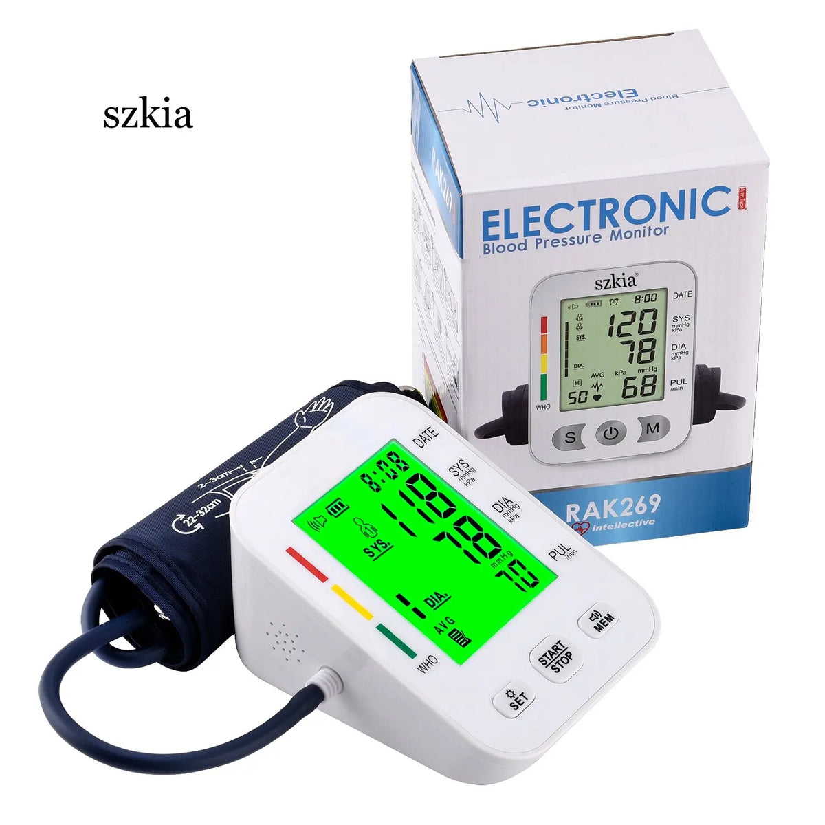 自动电动数字式上臂式血压计 大型液晶显示屏 带语音和背光显示 USB充电式 家用/医院用