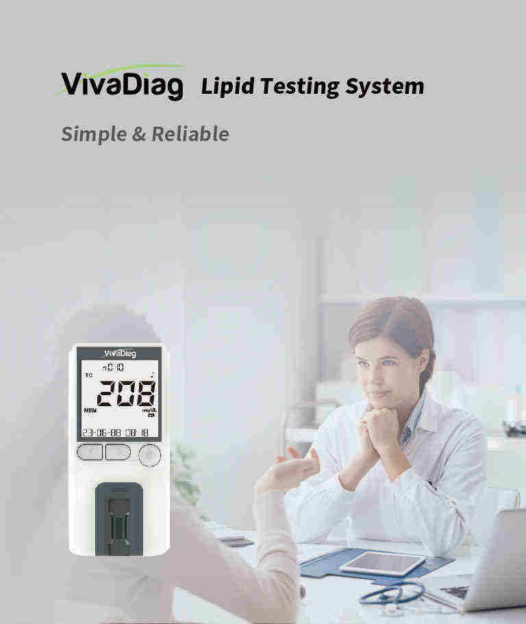Global Healthcare Medical GHM Lipid US Lipid Testing System - portable hand-held analyzer for quantitative determination of total cholesterol, HDL, triglycerides, LDL and TC/HDL ratio in capillary or venous whole blood, serum, or plasma with 2-minute test time, small sample volume, and 200-record memory for lipid disorder management