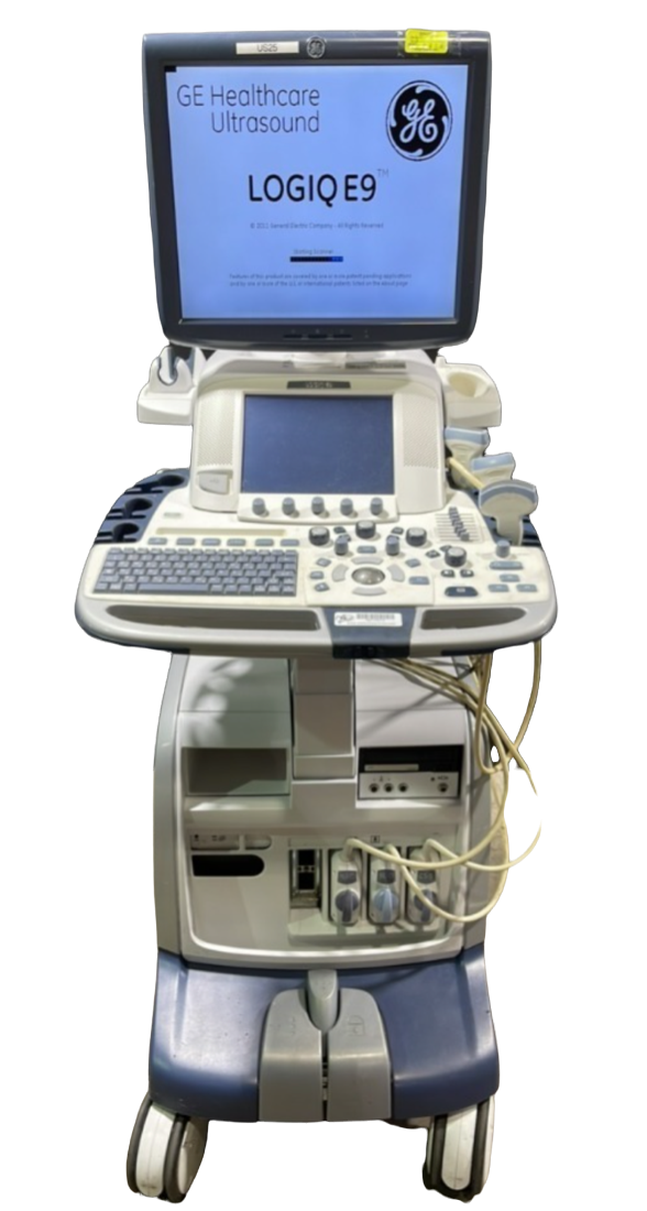 GE LOGIQ E9 ULTRASOUND MACHINE WITH 3 PROBES (REF ML6-15, 9L-D, C1-5) (2009) #