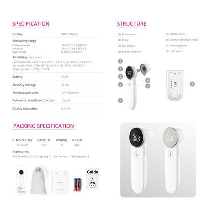 Dual Mode Forehead and Ear Thermometer #