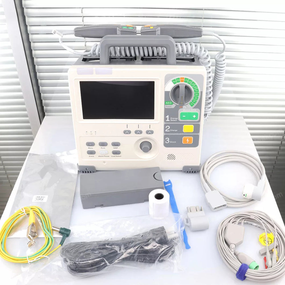 Hospital Biphasic Defibrillator Machine ECG Pacer Manual Defibrillation Monitor #