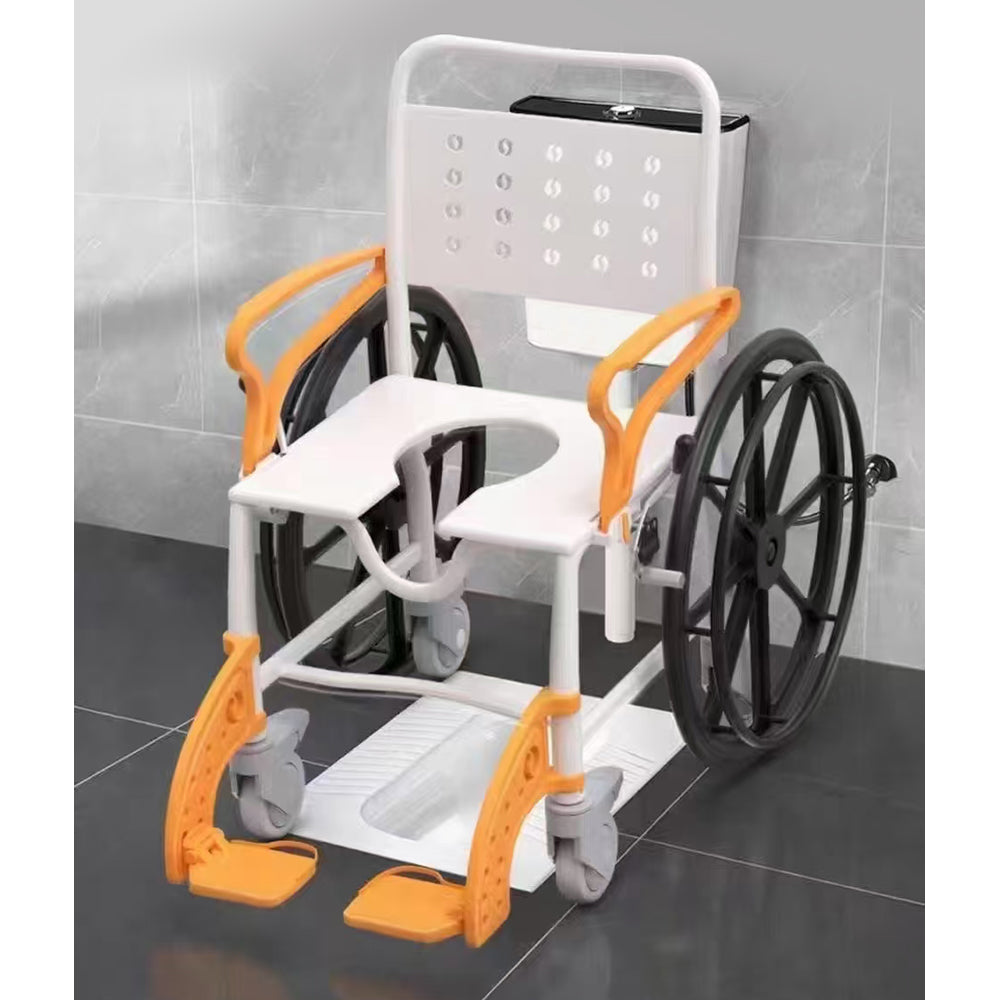 Adjustable Bath Commode Wheel Chair Foldable Disabled Commode Chair #