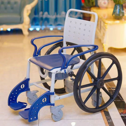 Adjustable Bath Commode Wheel Chair Foldable Disabled Commode Chair #