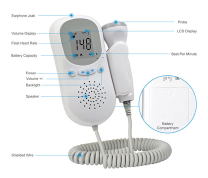 FDA Fetal Doppler  Pregnancy Baby Heartbeat Monitor #
