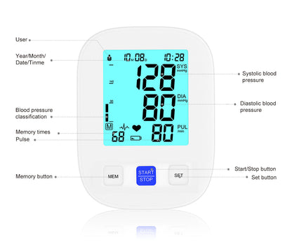 Arm Sphygmomanometer Automatic Blood Pressure Monitor #