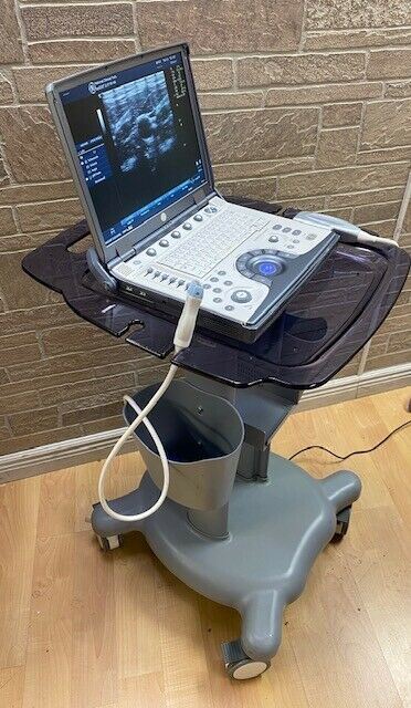 GE LogiQ E portable ultrasound with cardiac phased array probe cart-Warranty #