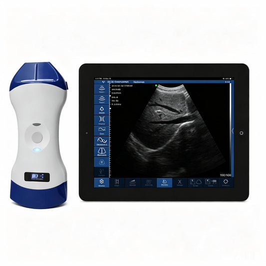 Global Healthcare Medical 2-in-1 palm doppler ultrasound scanner with convex and linear probes for point-of-care imaging