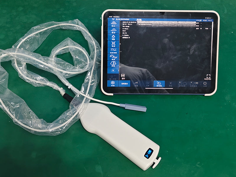Global Healthcare Medical finger-sleeve probe handheld ultrasound scanner with 192-element linear array for hands-free imaging