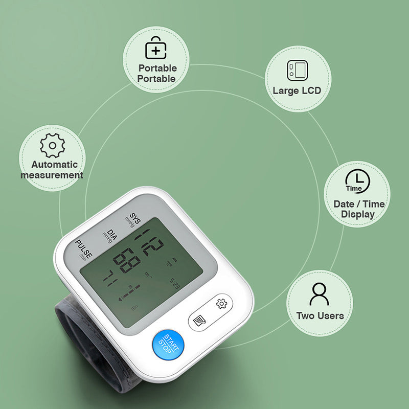 Wrist Blood Pressure Monitor Portable BP Machine Sphygmomanometer #