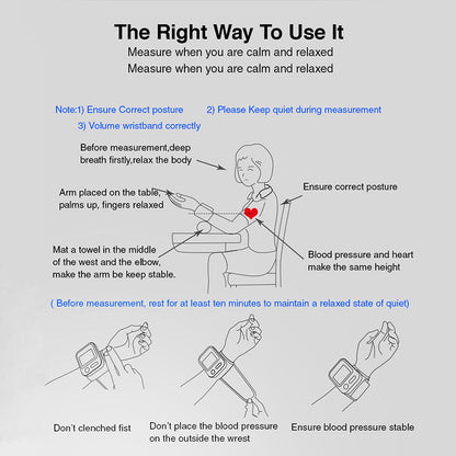 Wrist Blood Pressure Monitor Portable BP Machine Sphygmomanometer #