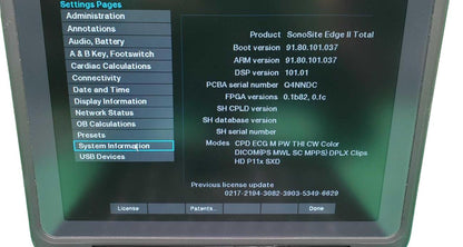 Sonosite Edge II Portable Ultrasound Color Package DICOM #