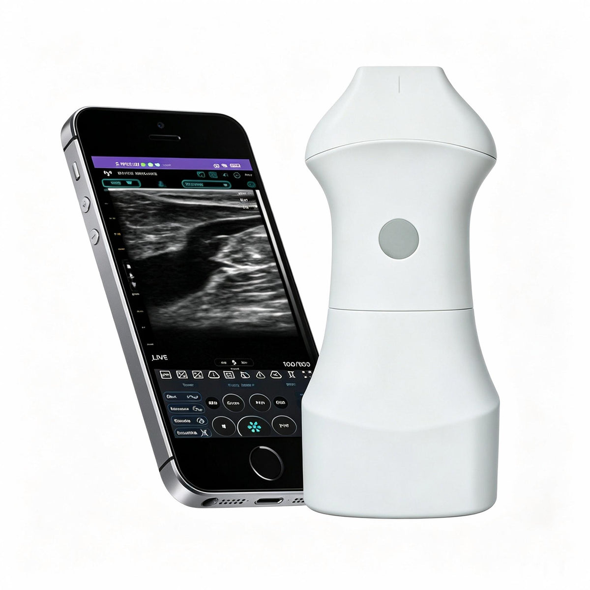 Global Healthcare Medical palm-sized wireless linear ultrasound scanner with replaceable battery for high-resolution superficial imaging