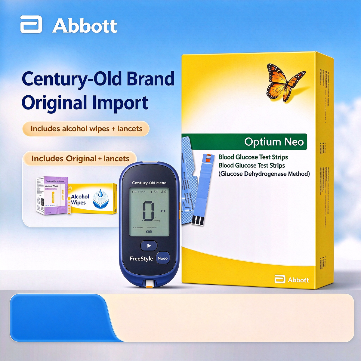 Abbott Home Blood Glucose Test Strips, No Coding Required (50 Strips and Lancets), Compatible with Libre