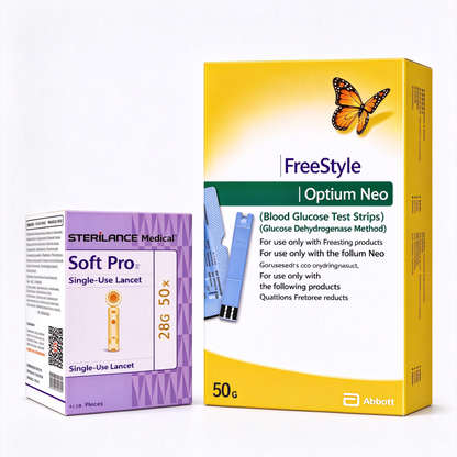 Abbott Home Blood Glucose Test Strips, No Coding Required (50 Strips and Lancets), Compatible with Libre