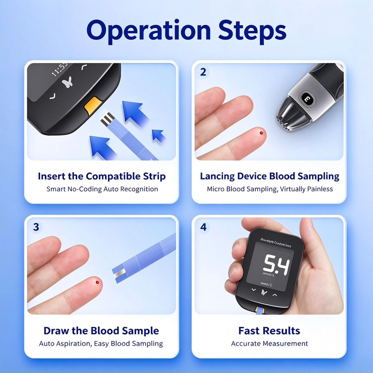 Abbott Home Blood Glucose Test Strips, No Coding Required (50 Strips and Lancets), Compatible with Libre