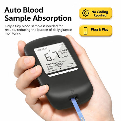 Abbott Blood Glucose Test Strips, Accurate No-Code Home Use, 50 Test Strips with Free HS-BG01 Blood Glucose Meter