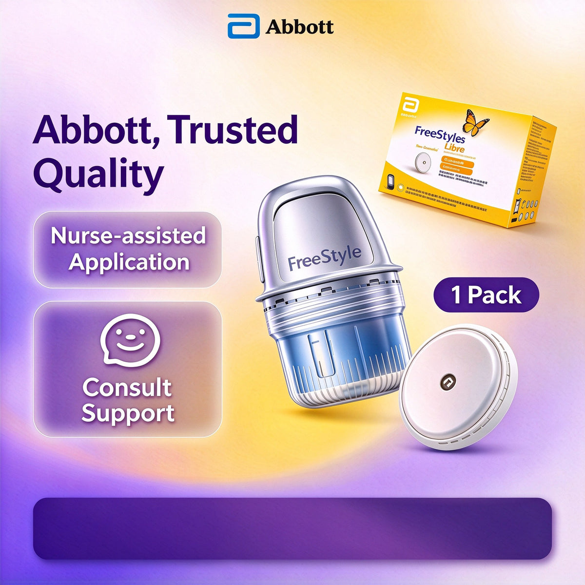 Abbott FreeStyle Libre 1 Home Use Continuous Glucose Monitor, Continuous Blood Glucose Tester, 1 Box of Blood Glucose Meter