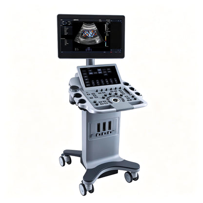 EDAN Acclarix LX25 stationary diagnostic ultrasound system with 21.5-inch display and 14-inch touchscreen