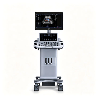 EDAN Acclarix LX25 stationary diagnostic ultrasound system with 21.5-inch display and 14-inch touchscreen