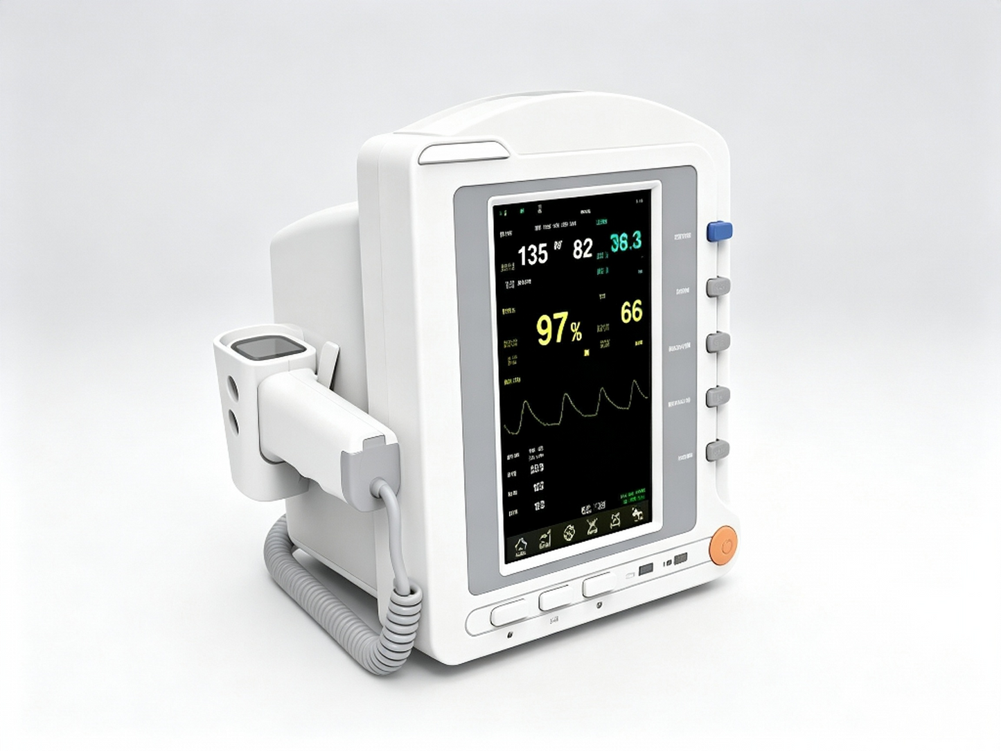 CMS5200 Patient Monitor | 7" Touch Screen Vital Signs Monitor with Infrared Thermometer #