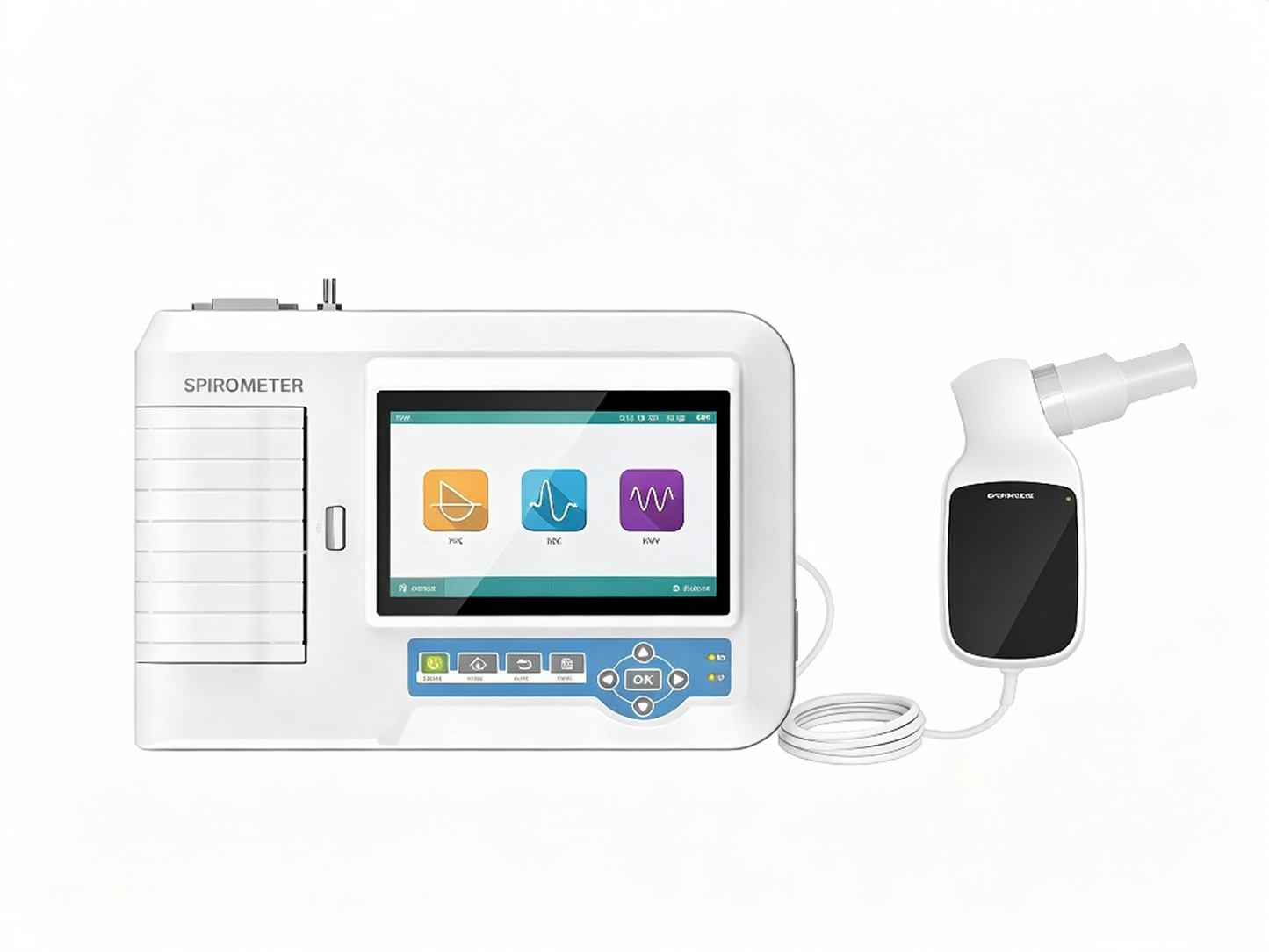 GHM-SP100 Desktop Spirometer | 7" Touch Screen Lung Function Tester with Built-in Printer #