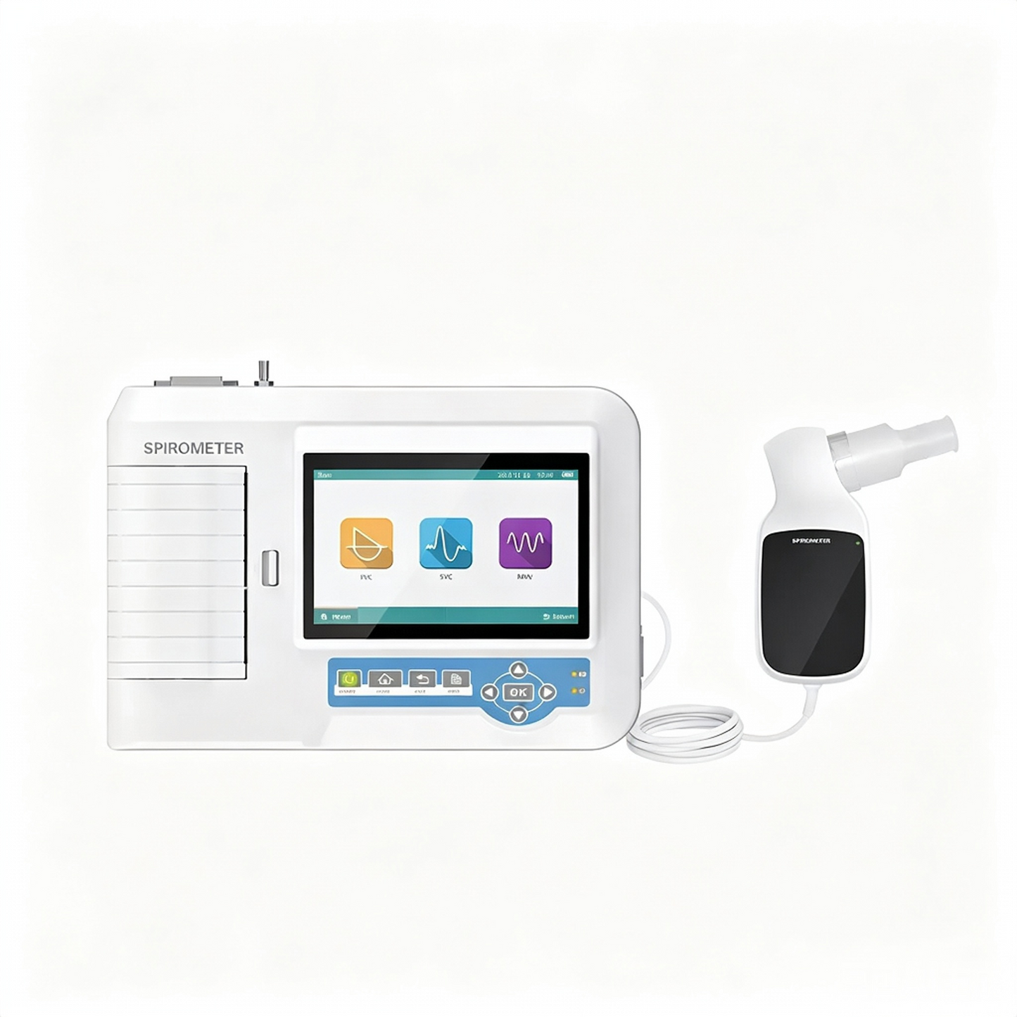 GHM-SP100 Desktop Spirometer | 7" Touch Screen Lung Function Tester with Built-in Printer #