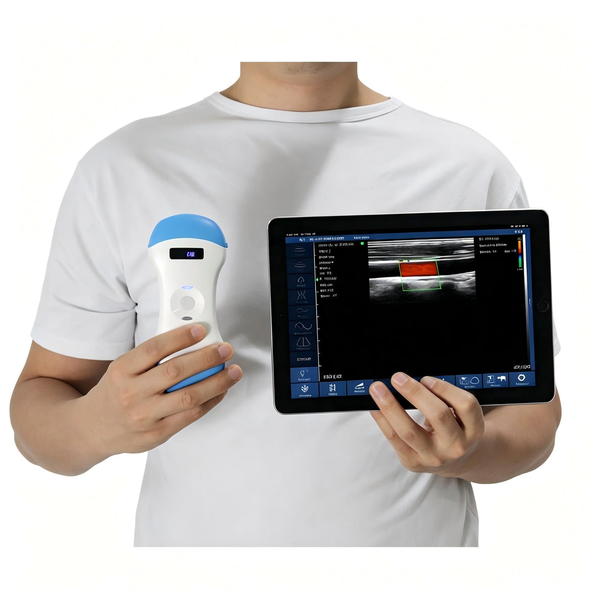 Global Healthcare Medical wireless handheld dual‑head ultrasound system with convex and linear probes for point‑of‑care imaging