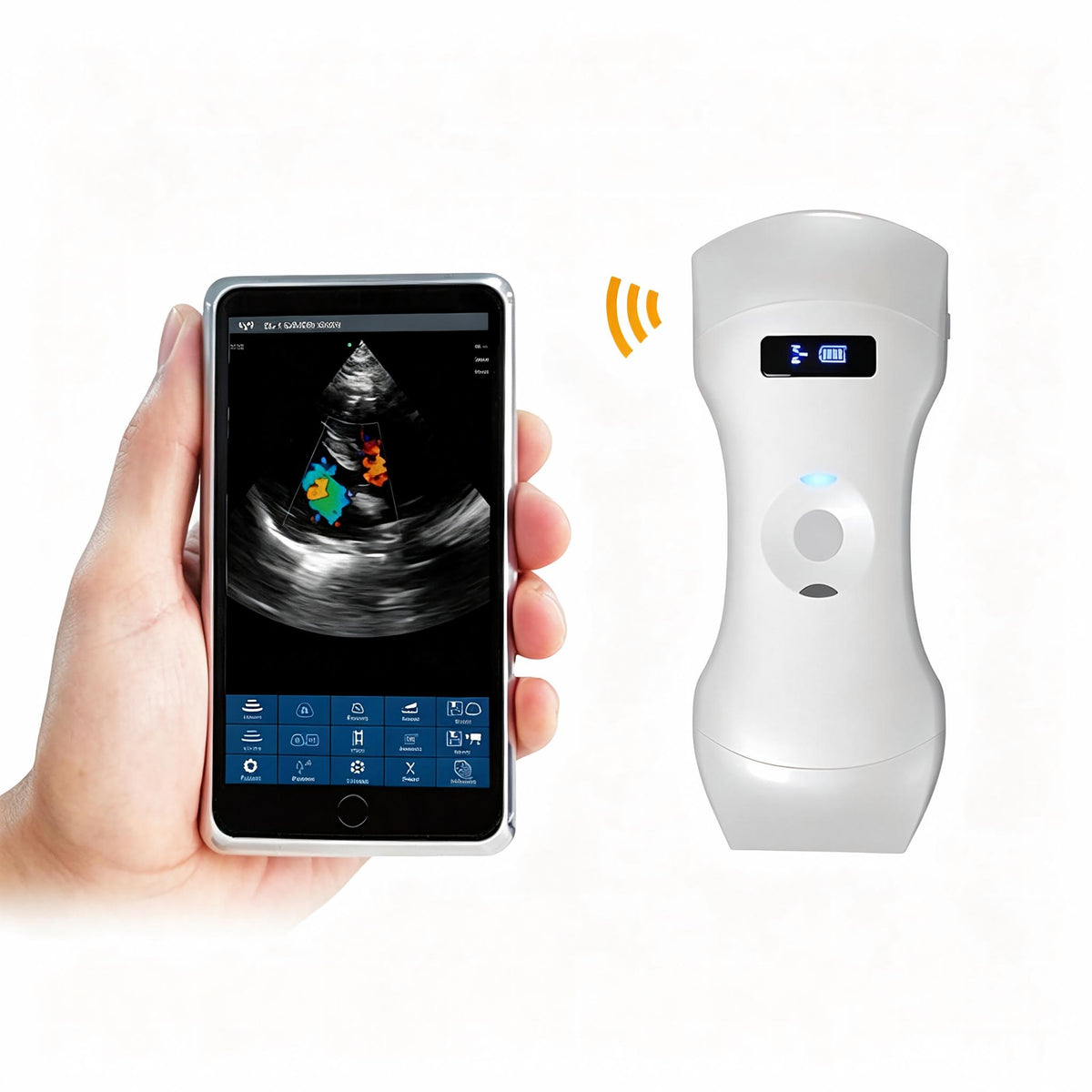 Global Healthcare Medical 3-in-1 wireless handheld ultrasound system with convex, linear, and phased array probes for point-of-care imaging