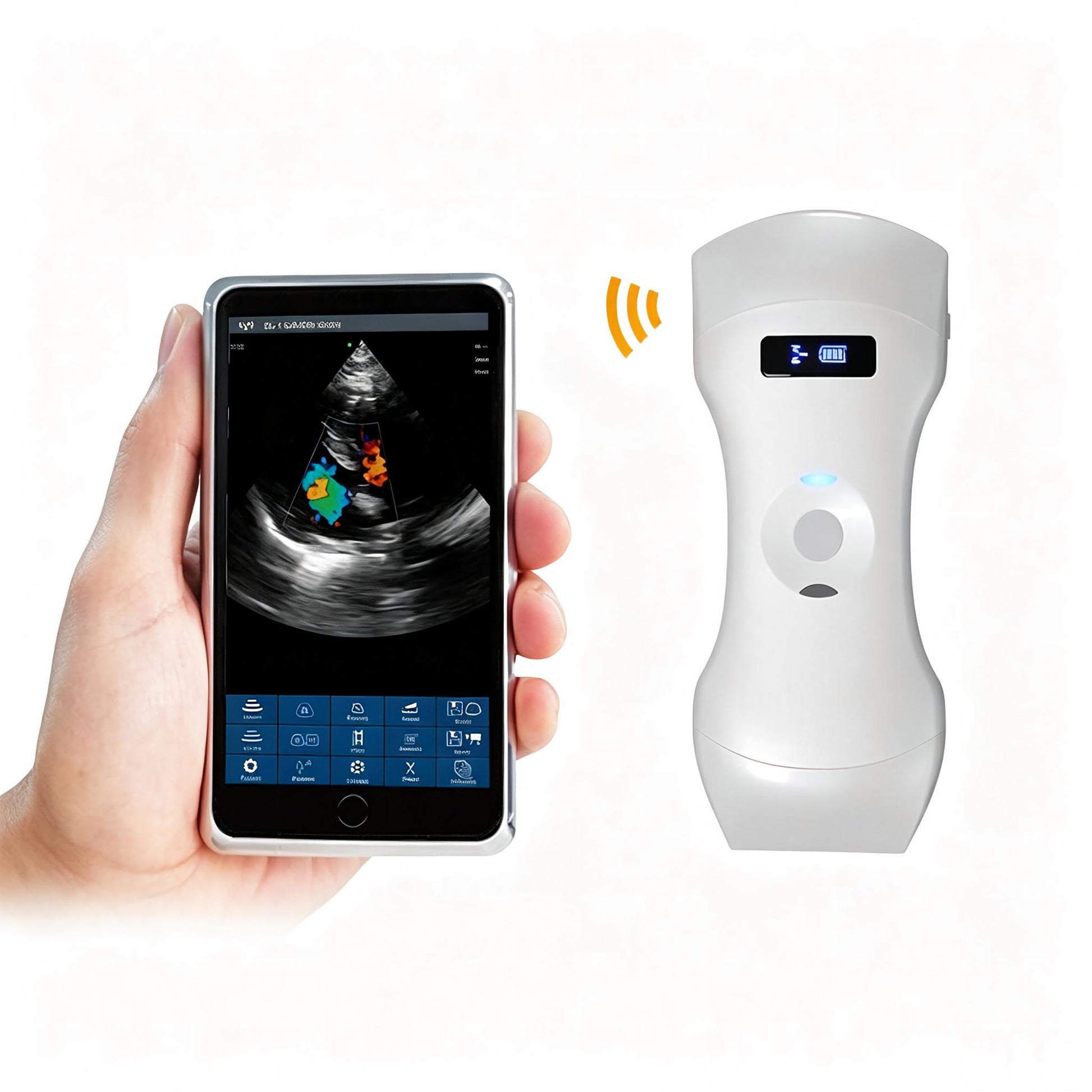 Global Healthcare Medical 3-in-1 wireless handheld ultrasound system with convex, linear, and phased array probes for point-of-care imaging