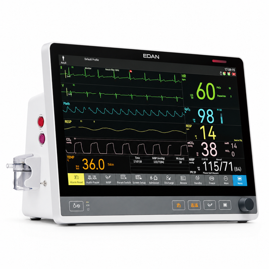EDAN CX10 10.1-inch touchscreen multi-parameter patient monitor with ECG, SpO2, NIBP and optional capnography for hospital wards and transport