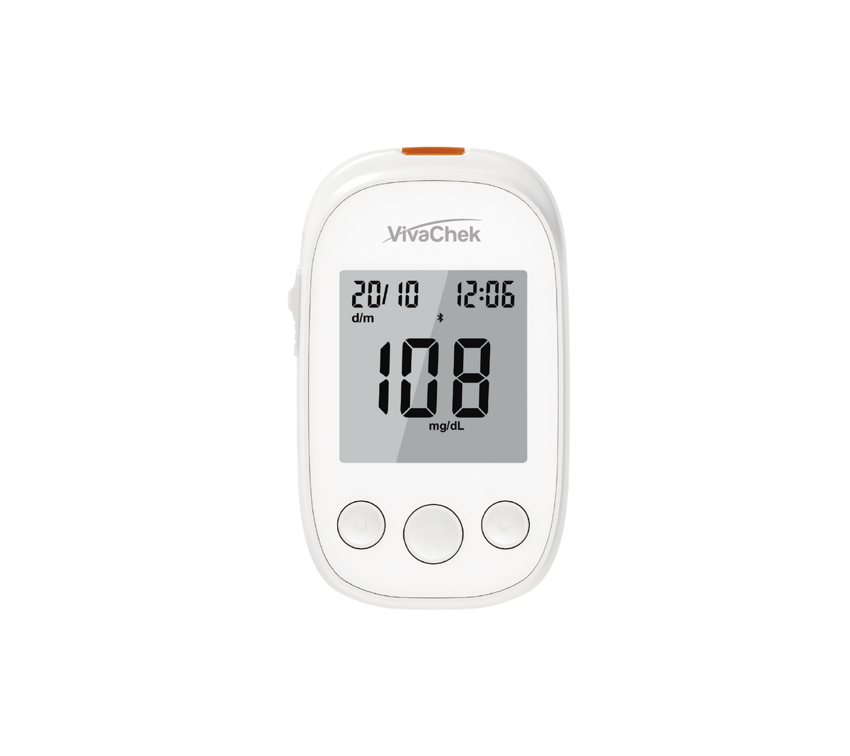 Global Healthcare Medical GHM VGM03 US blood glucose monitoring system - compact automatic blood glucose meter with 5-second test time, 0.8 µL sample, 20-600 mg/dL range, 500-result memory, and rechargeable battery for home glucose monitoring