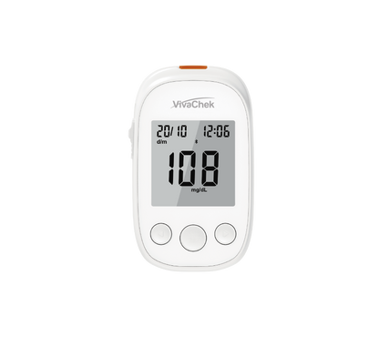 Global Healthcare Medical GHM VGM03 US blood glucose monitoring system - compact automatic blood glucose meter with 5-second test time, 0.8 µL sample, 20-600 mg/dL range, 500-result memory, and rechargeable battery for home glucose monitoring