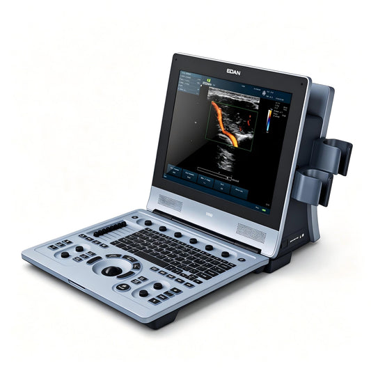 EDAN U60 Vet portable ultrasound system with display and fold-out control panel