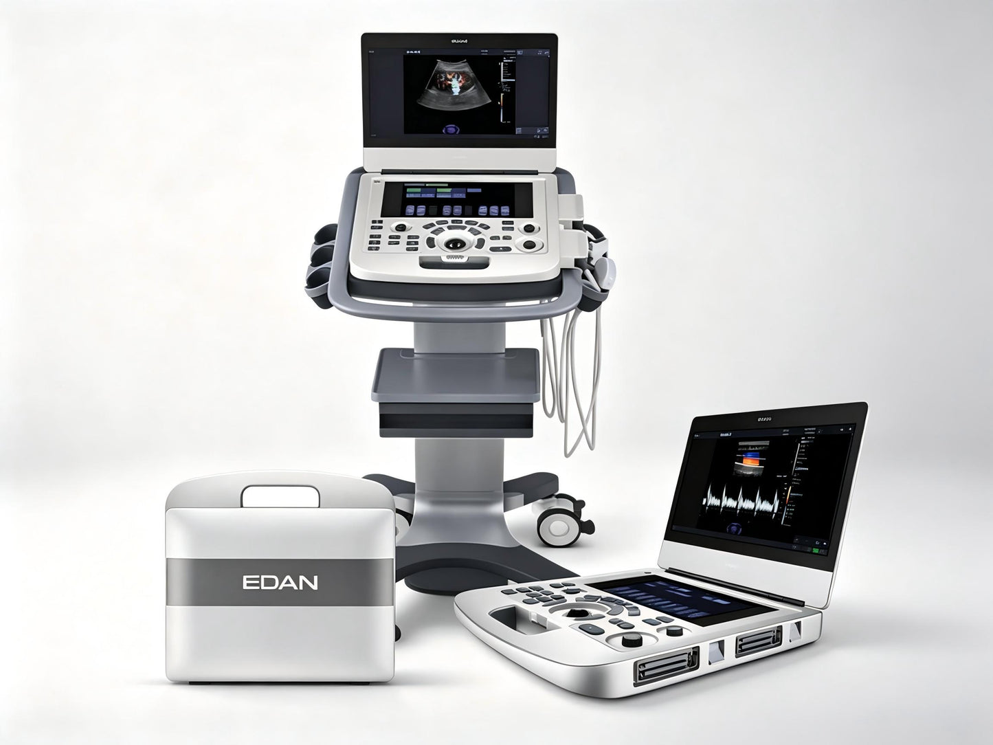 EDAN Acclarix AX3 portable point of care ultrasound system with 15.6-inch display and dual transducer ports