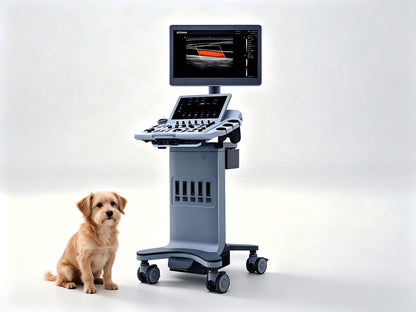 EDAN Acclarix LX3 Vet cart‑based veterinary ultrasound system with 21.5‑inch display and five transducer ports