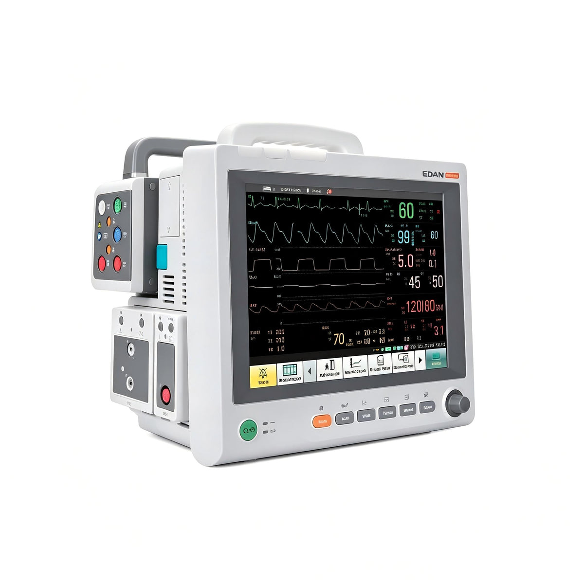 EDAN Elite V5 modular patient monitor with 12.1-inch touchscreen for critical care monitoring
